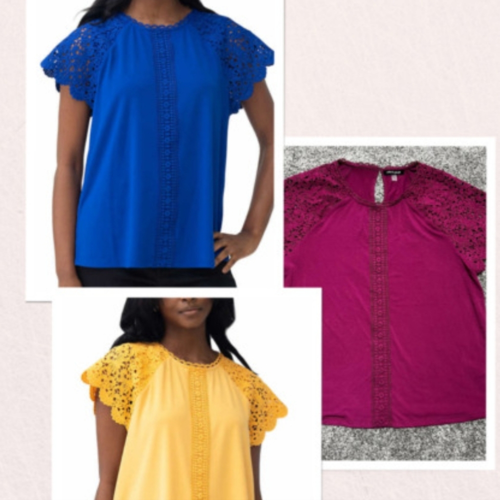 NWT Yellow Lace Trim Top